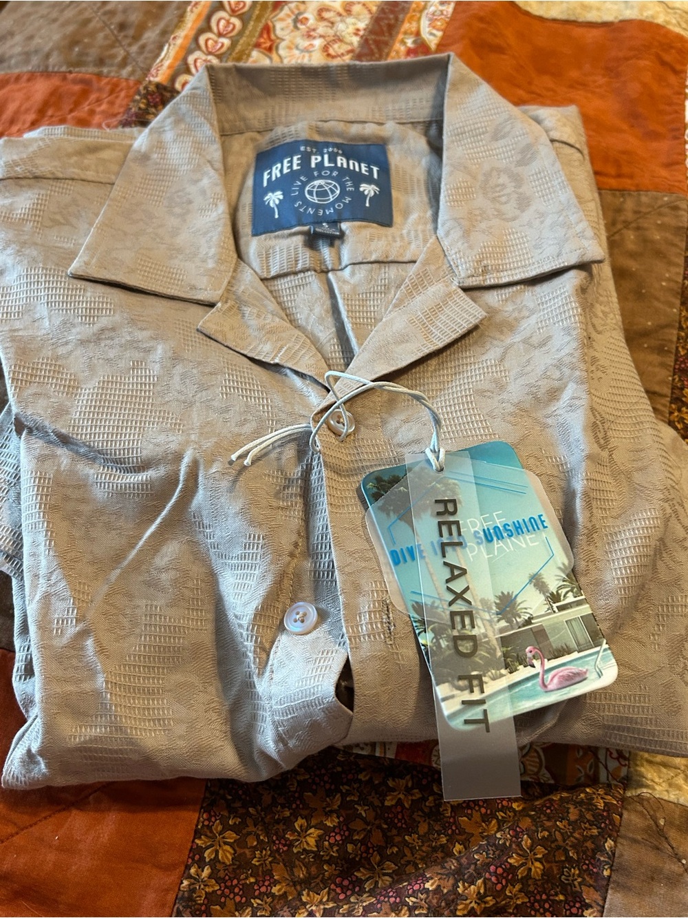 Free Planet Short-Sleeve Button-Up Shirt